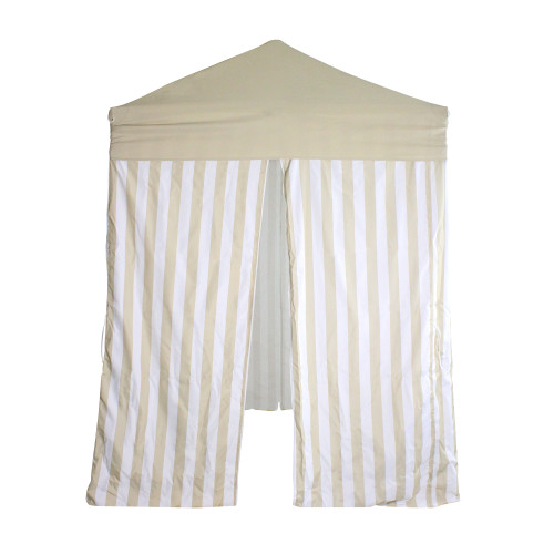 5' x 5' Portable Pop Up Outdoor Patio Garden Pool Cabana Gazebo, Khaki and White Stripe