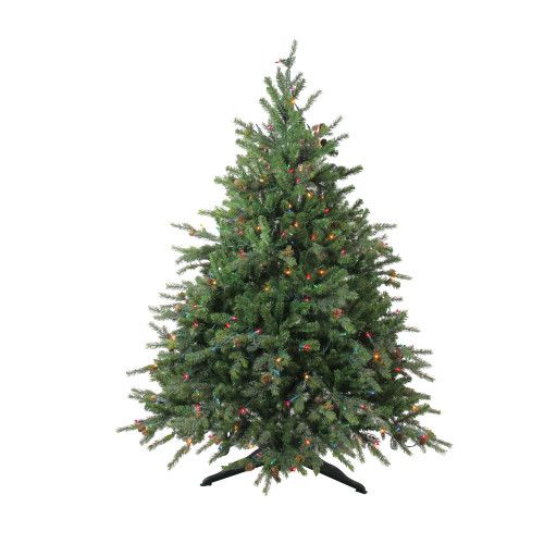 4.5' Pre-Lit Full Hunter Fir Artificial Christmas Tree - Multicolor Lights