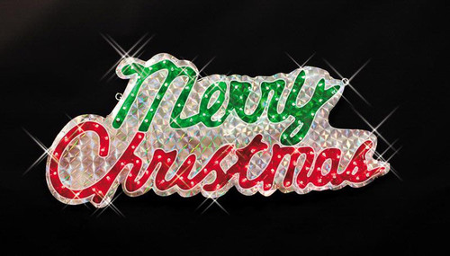 46" Holographic "Merry Christmas" Sign Outdoor Decoration