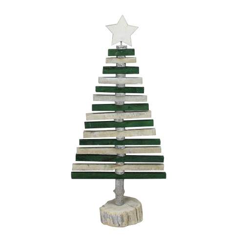 20.25" Green and Natural Spiraled Christmas Tree Tabletop decor