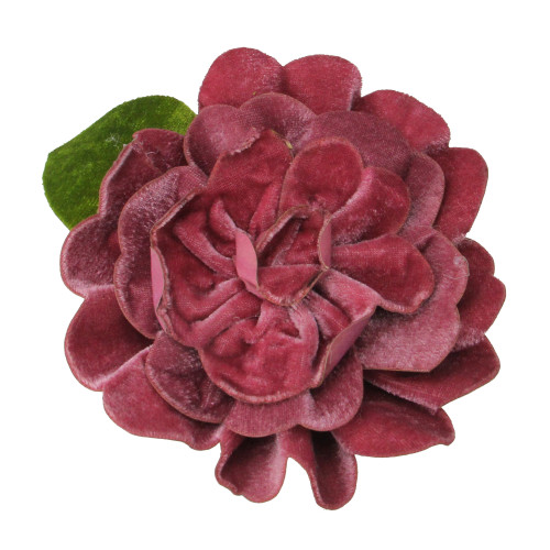 4.75" Clip-On Pink Camellia Flower with Leaf Christmas Ornament
