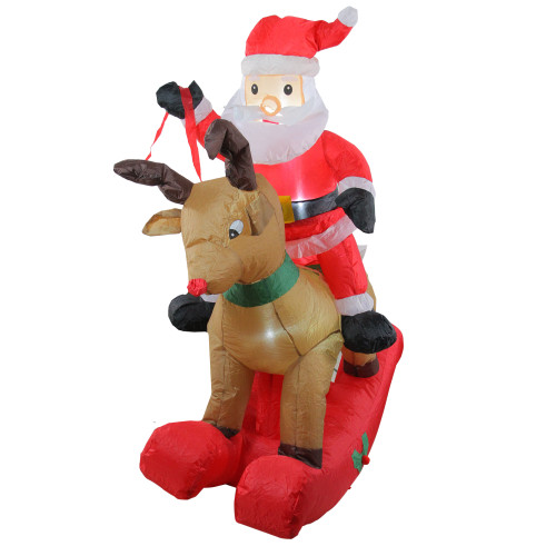 Lighted Inflatable Rocking Reindeer and Santa Outdoor Christmas Decoration - 4.75'