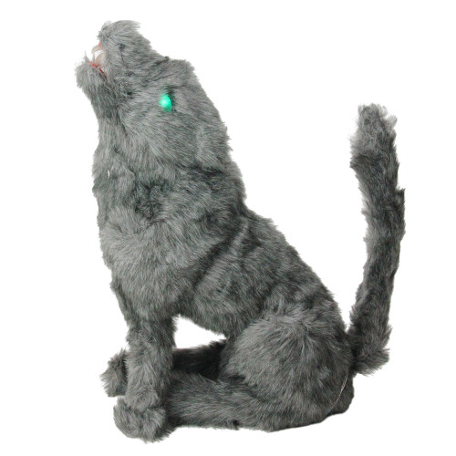 22" Gray and Green Battery Operated Howling Wolf Halloween Figurine