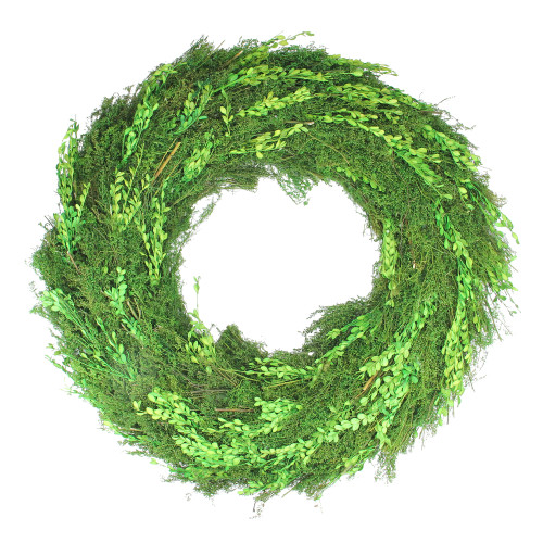 Assorted Foliage Spring Floral Wreath, Green 23-Inch