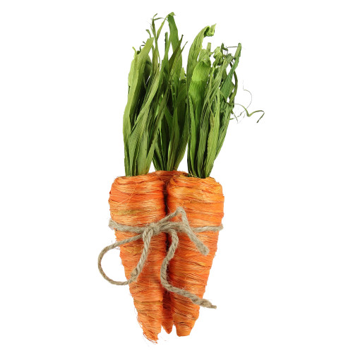 Set of 3 Orange Sisal Artificial Carrot Decorations 9.5"- Small