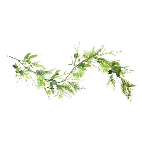 5' Silver Dollar Eucalyptus and Ferns Artificial Leaves Greenery Spring Garland