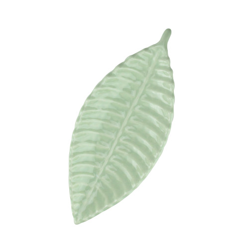 10.75" Minty Sage Green Contemporary Textured Leaf Tray