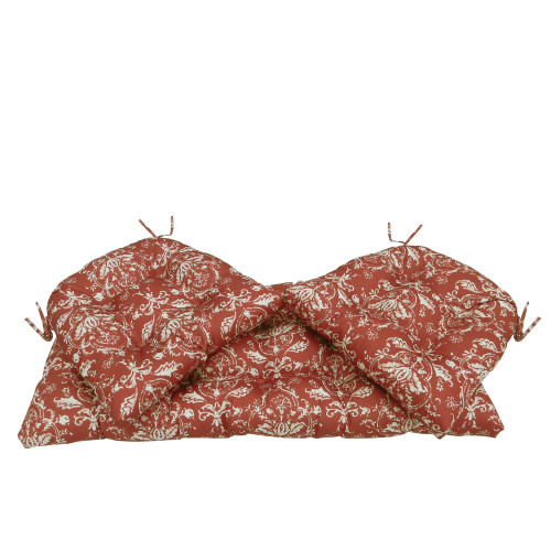 3-Piece Floral Tufted Wicker Loveseat Cushion Set - 41.5" - Red and White