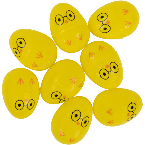 8ct Yellow Chick Wearing Glasses Fillable Easter Eggs 2.5"