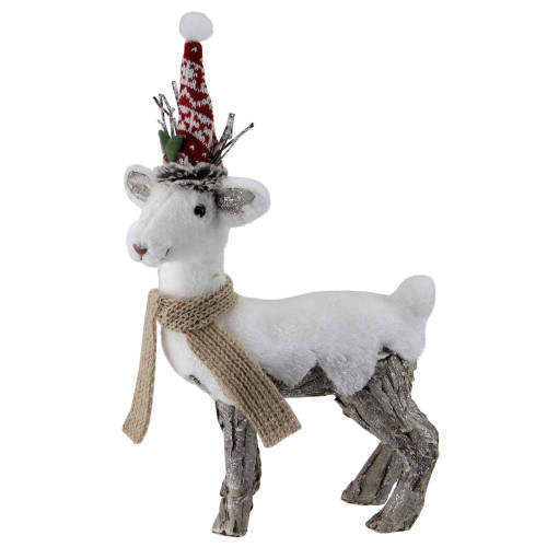 14" White and Brown Standing Reindeer Christmas Decoration