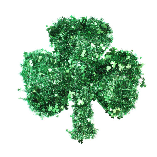 17'' Green St. Patrick's Day Irish Shamrock Tinsel Window Decor