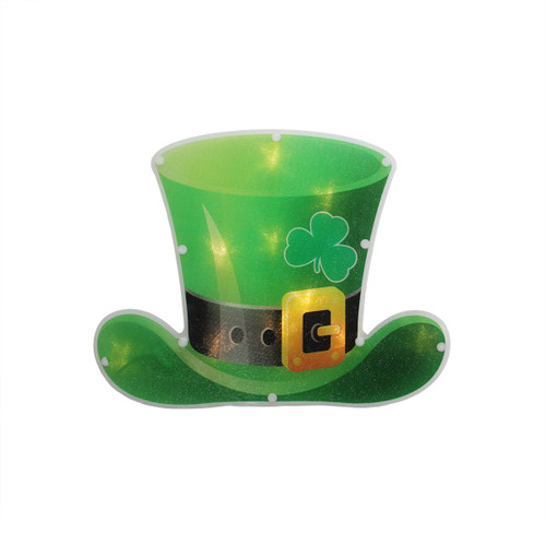 12.5" Lighted Irish St. Patrick's Day Leprechaun Hat Window Silhouette Decoration