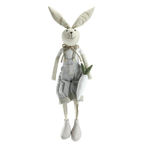 19.5" Gray and White Bunny Rabbit Boy Easter Figurine