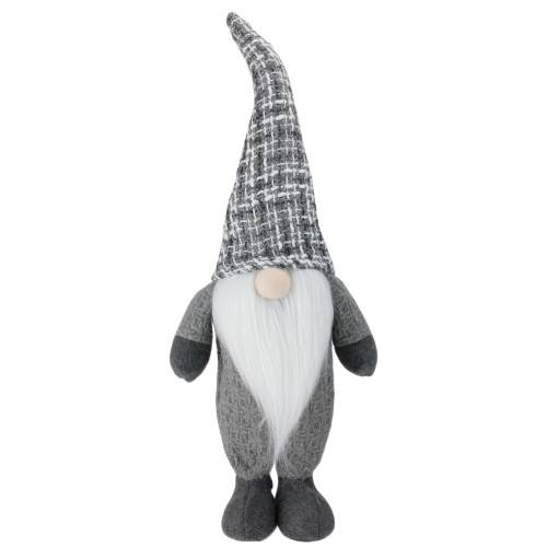 18" Dark Grey and White Table Top Christmas Gnome Decoration