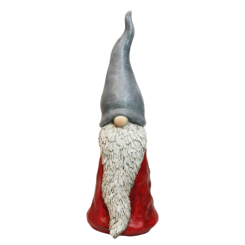 15" Red and Gray Tall Slender Christmas Gnome Figure