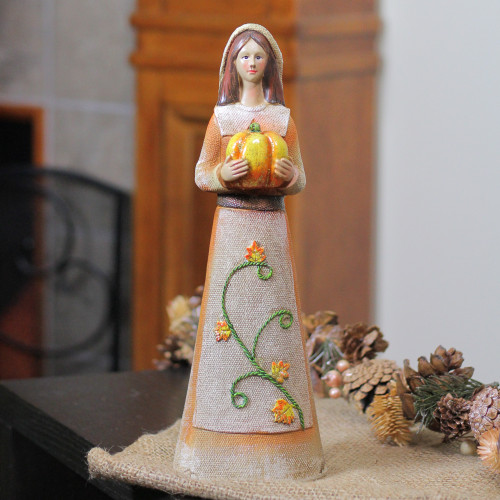 Set of 2 Pilgram Man and Woman Thanksgiving Figurines 12"