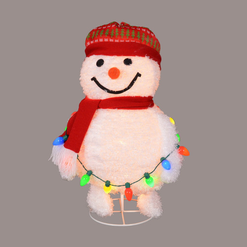 30" White and Red Lighted Pop-Up Snowman Outdoor Decoration