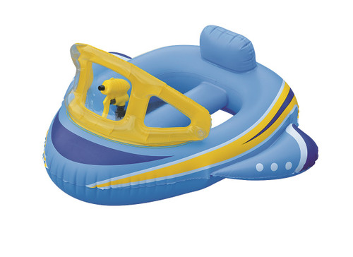 43" Blue Inflatable Ride-On Airship with Squirter Swimming Pool Toy