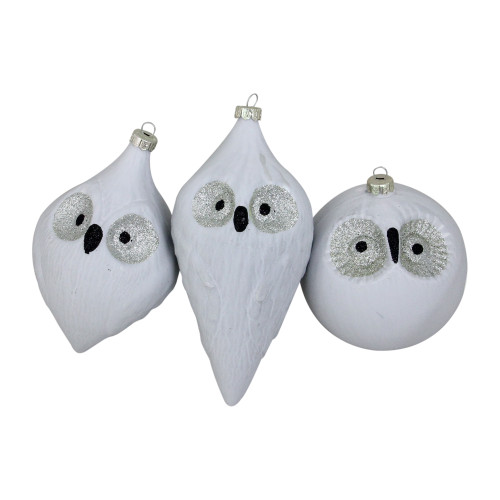 3ct White and Black Glass Teardrop Ball Christmas Ornaments 6.25" (158mm)