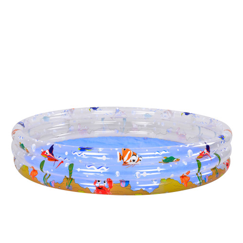 59" Clear and Blue Inflatable Sea Life 3 Ring Swimming Pool for Children