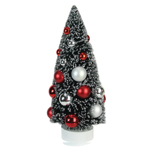 9" Red and Silver Sisal Pine Artificial Christmas Tree