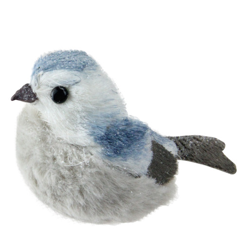 4" White and Blue Sitting Tall Bird Christmas Tabletop Decoration