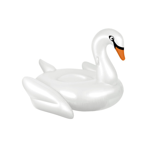 72.25" Inflatable White Giant Swan Swimming Pool Ride On Float Toy