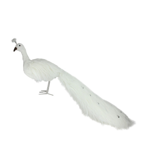39.5" White Peacock with Closed Feathers Christmas Decor