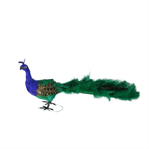 22" Blue and Green Peacock Christmas Tabletop Decor