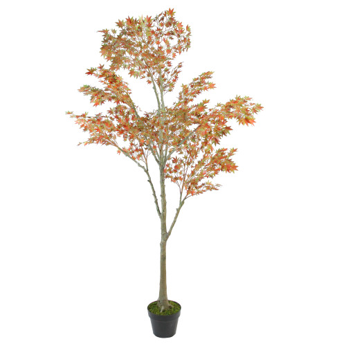 5.5' Autumn Harvest Orange Japanese Maple Artificial Potted Thanksgiving Tree