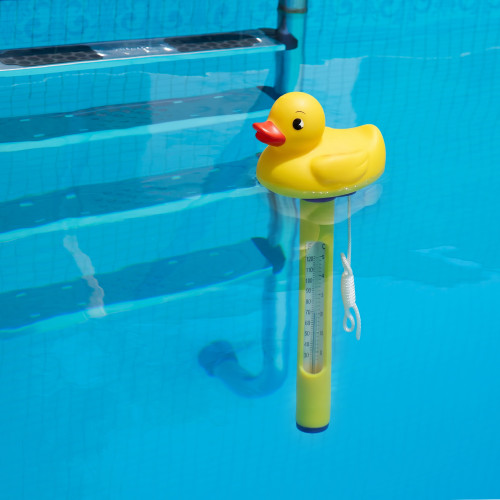 9.5" Yellow Duck Floating Swimming Pool Thermometer with Cord