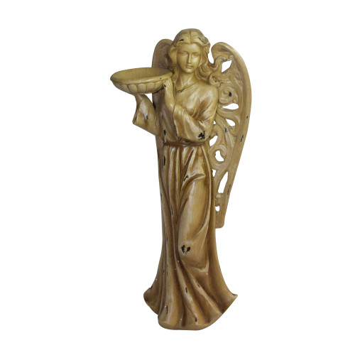 36.5" Serene Angel with Scrollwork Wings Outdoor Patio Garden Birdbath