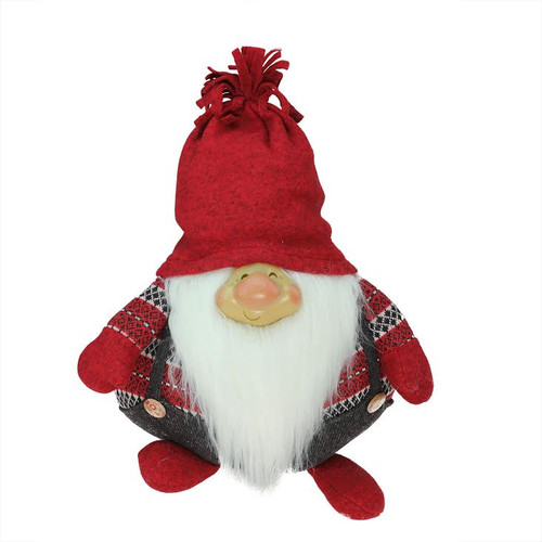 14" Charcoal Gray and Red "Doug" Gnome Christmas Tabletop Decoration