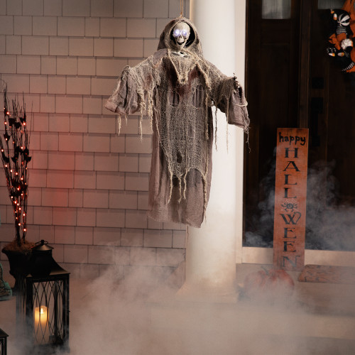 Lighted Touch Activated Hanging Death Reaper Halloween Decoration - 36"