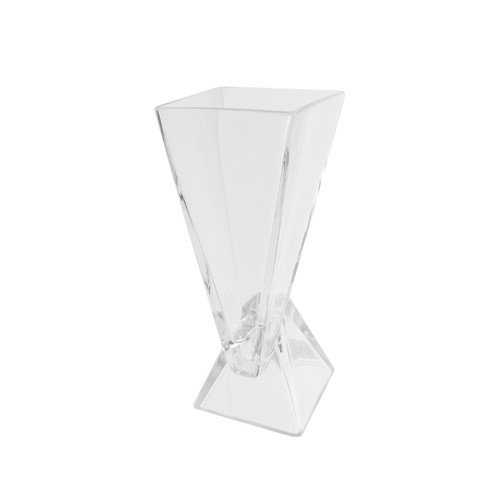 9.75" Clear Offset Pyramids Abstract Transparent Glass Vase