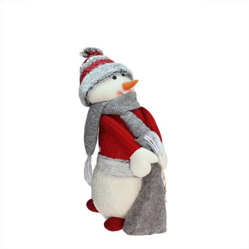 15.75" Red and Gray Snowman Christmas Tabletop Decoration