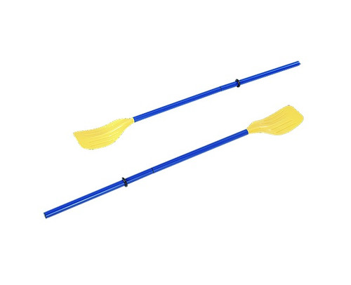 Set of 2 Yellow and Blue Three Section Durable Rowing Oars 49"