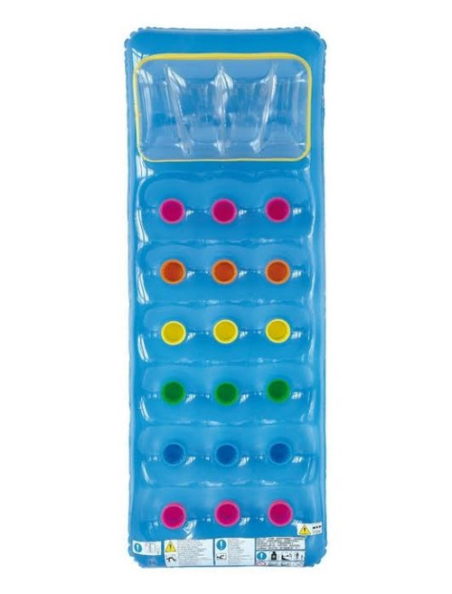 Inflatable Blue and Pink 18-Pocket Swimming Pool Lounger Mattress Float Raft, 75-Inch