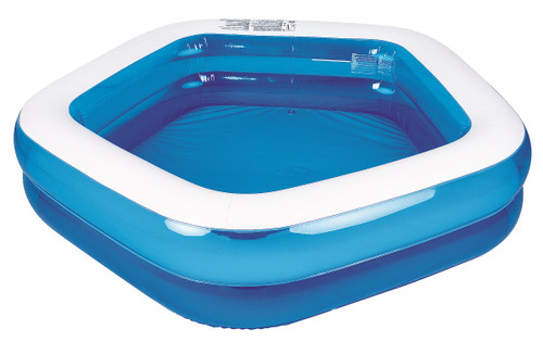 Inflatable Blue and White Pentagon Pool, 79-Inch