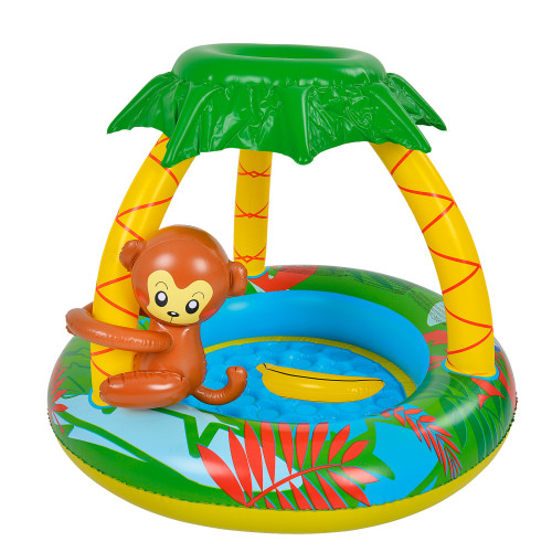 40" Inflatable Monkey with Palm Tree Sun Shade Baby Swimming Pool