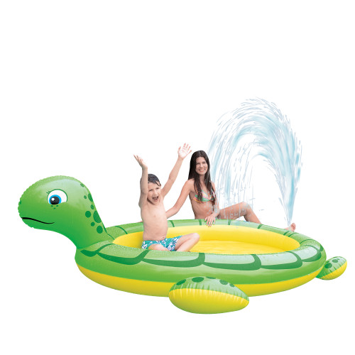 84" Yellow and Green Inflatable Sea Turtle Children's Kiddie Pool
