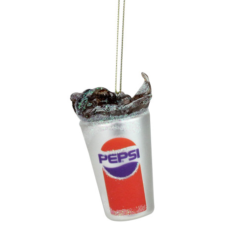 3.5" Silver Pepsi Fountain Drink Soda Splash Glass Christmas Ornament