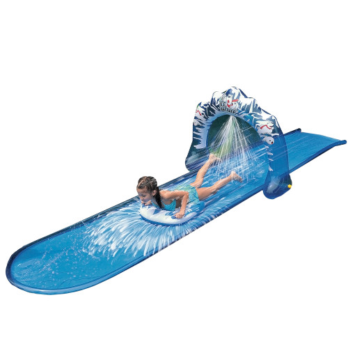 196" Blue and White "Ice Breaker" Inflatable Ground Level Water Slide