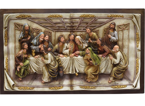 19.25" The Last Supper Inspirational Religious Christmas Wall Plaque with Brown Frame
