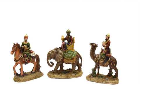 3-Piece Religious Three Kings on Animals Christmas Nativity Table Top Figurines 8"