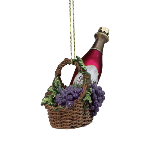 4.5" Purple and Red Wine Bottle Hanging Christmas Ornament