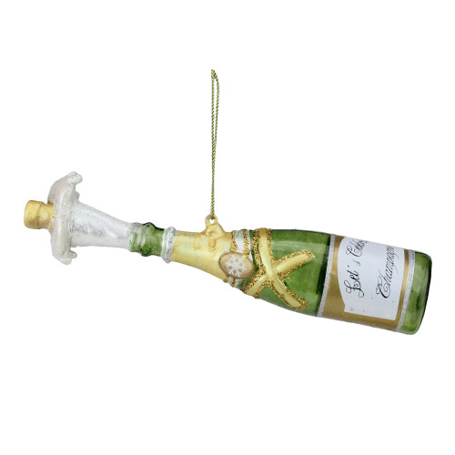 7" Popped Cork Champagne Bottle Christmas Glass Ornament