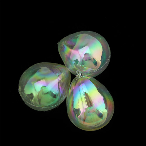 3ct Clear Shatterproof Iridescent Christmas Teardrop Ornaments 4.75"