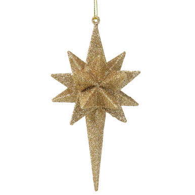 6" Glittered Champagne Gold Geometric Star Christmas Ornament ...
