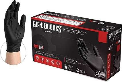 Gloveworks GPNB Nitrile Gloves Black Large 200 Pack State Safety - Main Image